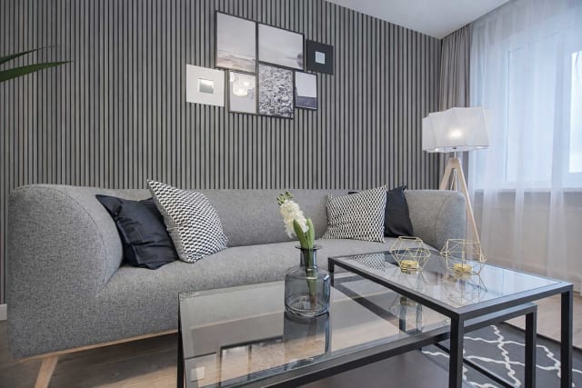 Slatted Light Grey Oak Acoustic Wall Panels