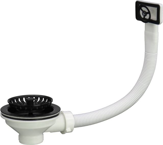 Eco Kitchen Strainer Waste with Round OverFlow Plate| Matt Black