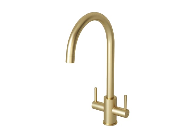 Twin Lever Brushed Brass Tap